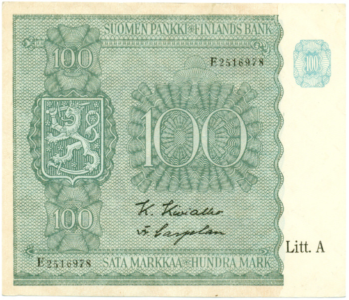 100 Markkaa 1945 Litt.A E2516978